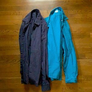 Two men’s casual dresses shirts gingham style